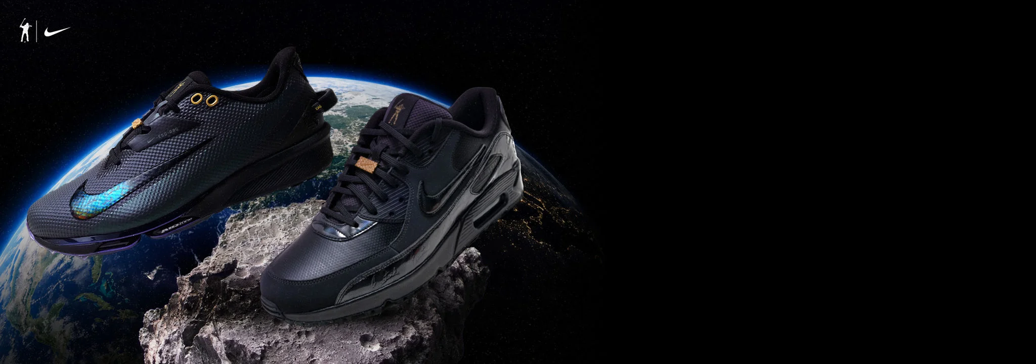 Eastside Gold and Nike logos. Two shoes in space.