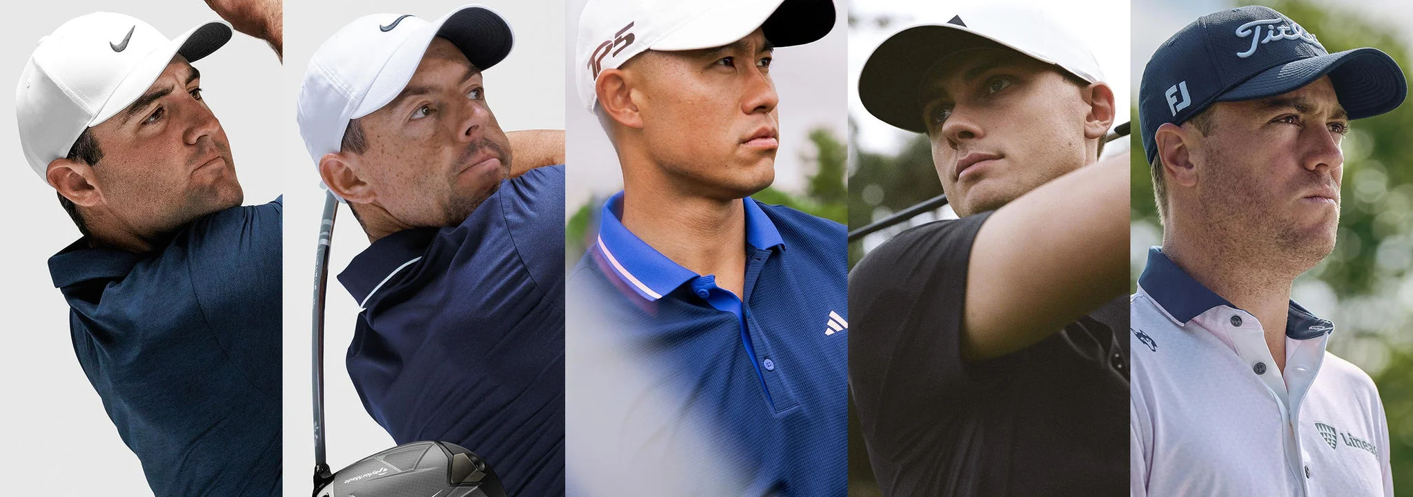 Scottie Scheffler, Rory McIlroy, Collin Morikawa, Ludvig Adberg, and Justin Thomas
