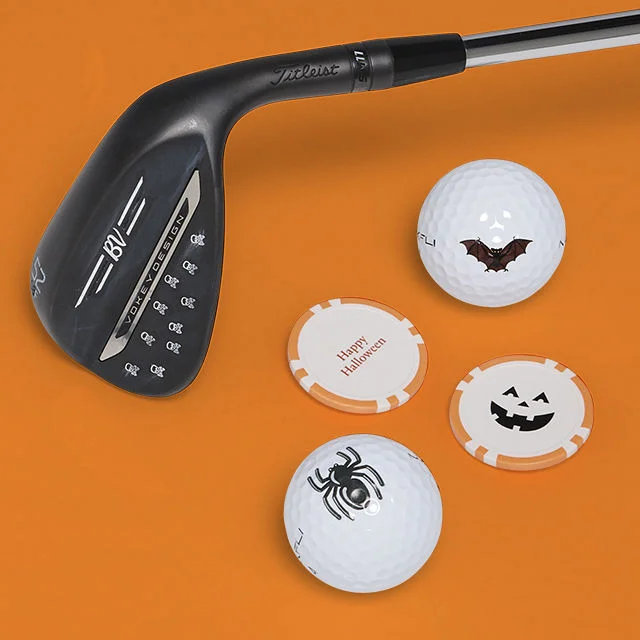 Halloween themed personalized golf gear.