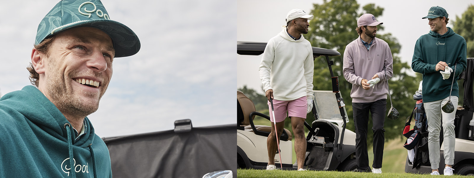 Men wearing golf hoodies.